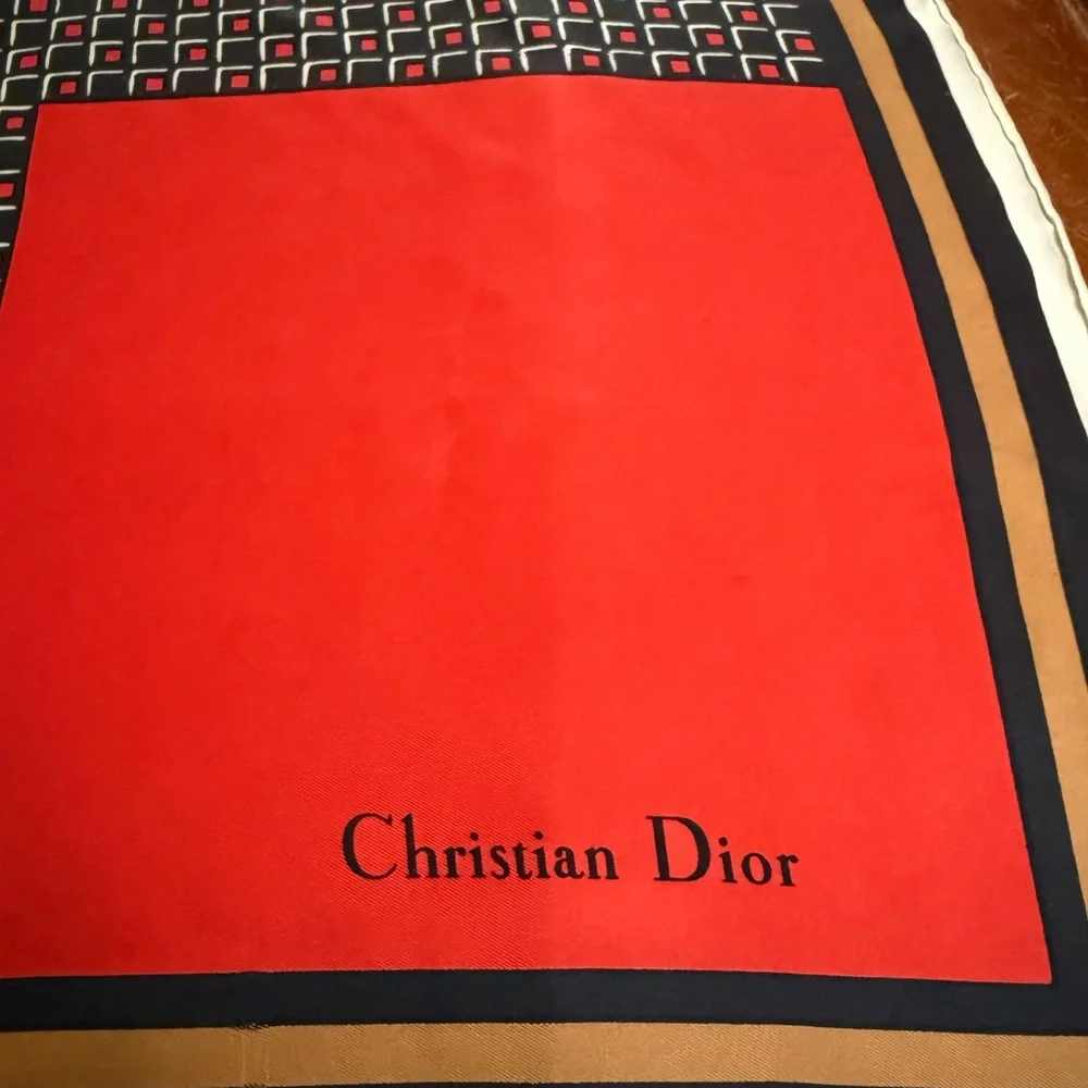 Dior Black and Red Patterned Scarf